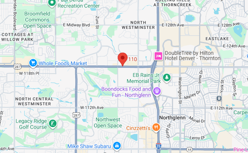 Map showing Westminster, CO location